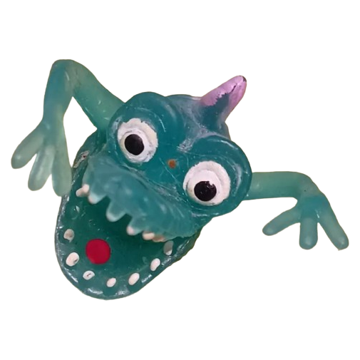 monster shaped plastic finger puppet, blue