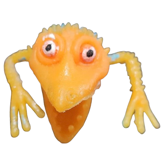 monster shaped plastic finger puppet, green